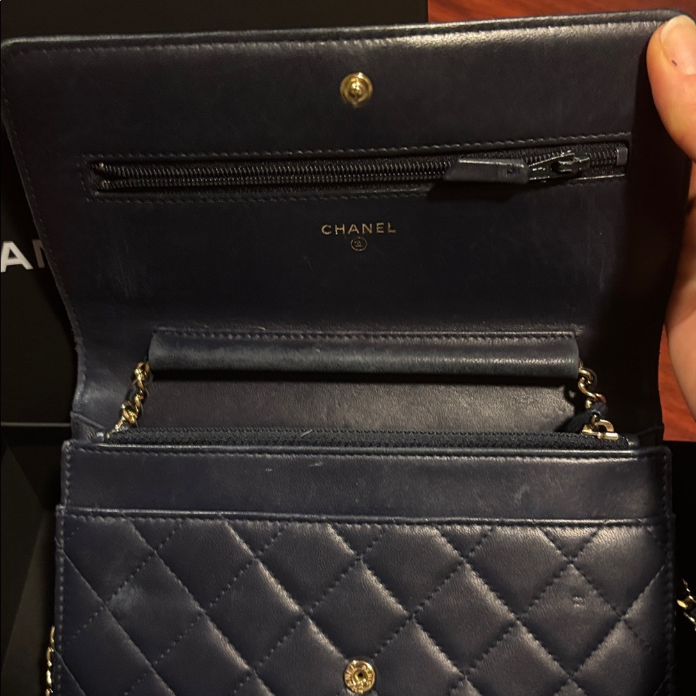 Chanel Navy Quilted Leather Clutch - Picture 4 of 5
